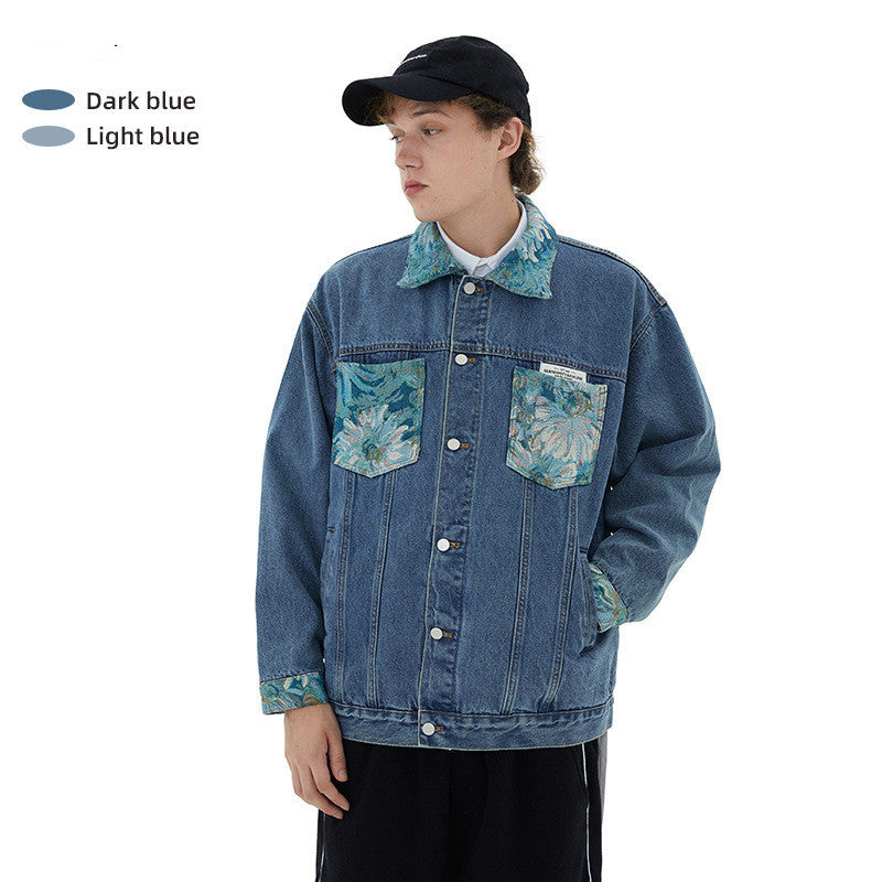 Couple's New Printed Loose Denim Jacket - Bellarte Enchanté Couple's New Printed Loose Denim Jacket